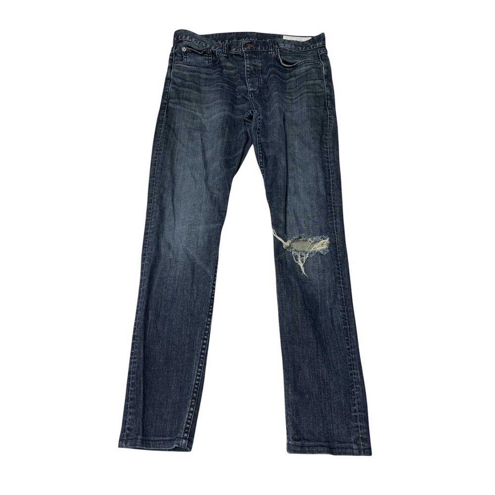Rag & Bone Fit 1 Skinny Jeans Mens 33x30 Ainsley Dark Wash Distressed Button Fly